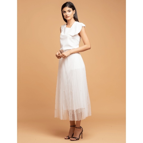 Eva Franco White Pearl Tulle Skirt - Picture 2 of 4